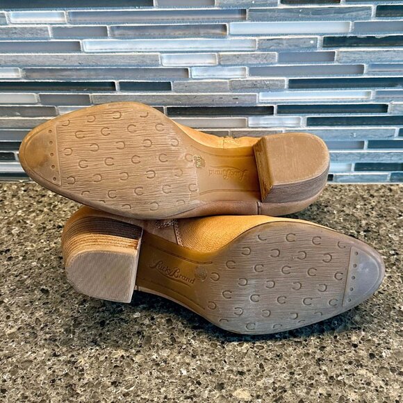 ☘️ Lucky Brand Camel Leather Booties ~ Size 7 - Picture 6 of 6